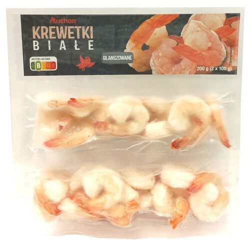 Krewetki białe blanszowane 51/60 Auchan 2 x 100 g