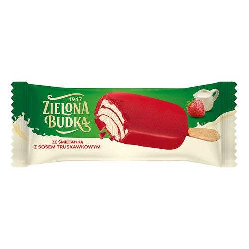 Lody ze śmietanką z sosem truskawkowym  Zielona Budka 90 ml