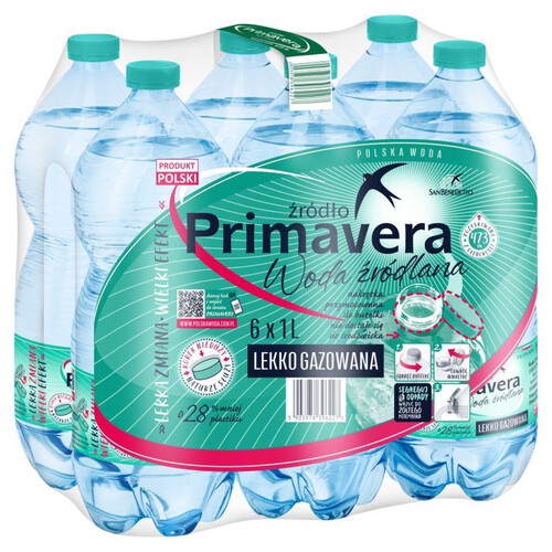Woda źródlana lekko gazowana Primavera 6 x 1 l